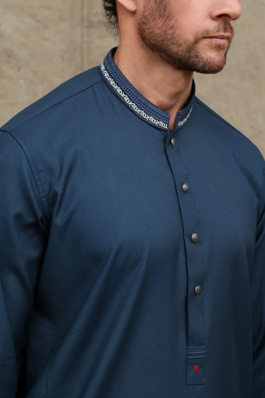 Maqsood Garments - Men's Wash & Wear Kurta - Stone Blue