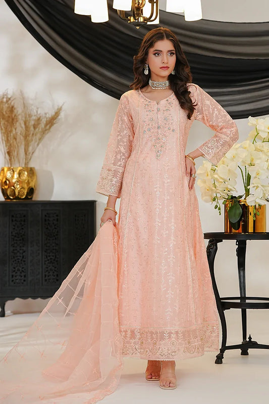 Alsiyaab - Adaa e Khaas - 3 Piece - Roshni - Peach