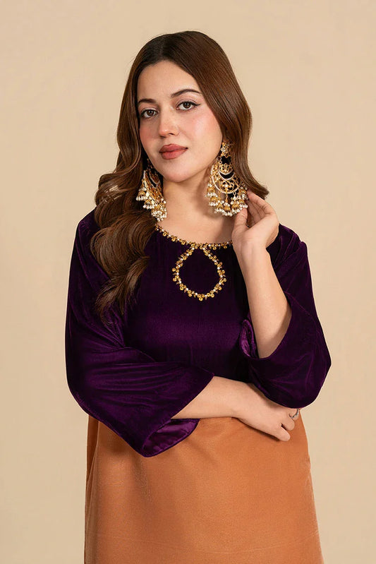 Stitch Vibes - Gold Color Block Velvet Dress