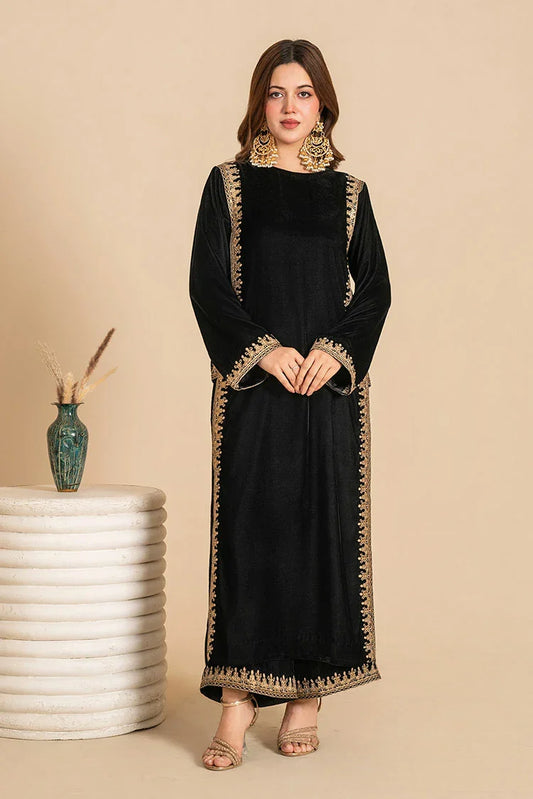 Stitch Vibes - Stillness Black Velvet Dress