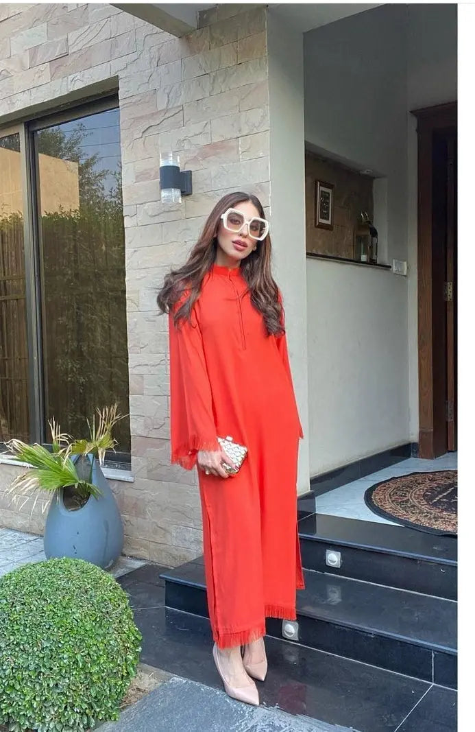 Picture of Manahils - Threaded Love Orange - Available at Raja Sahib