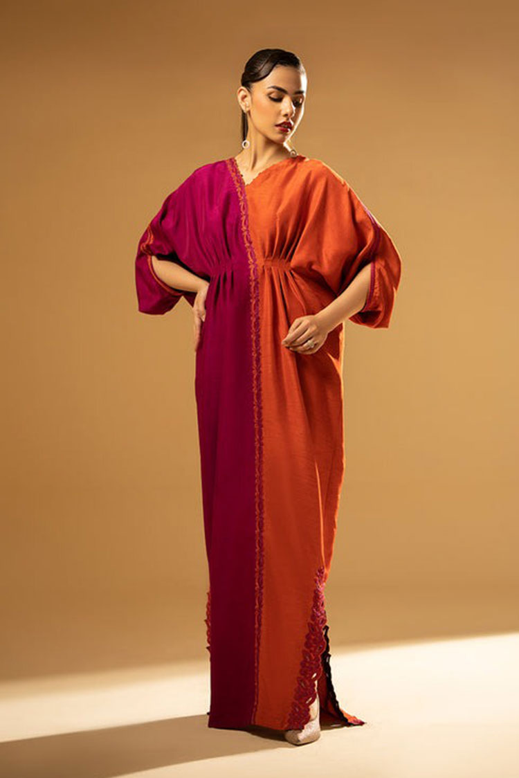 Picture of Fozia Khalid - Split-Tone Kaftan - Available at Raja Sahib