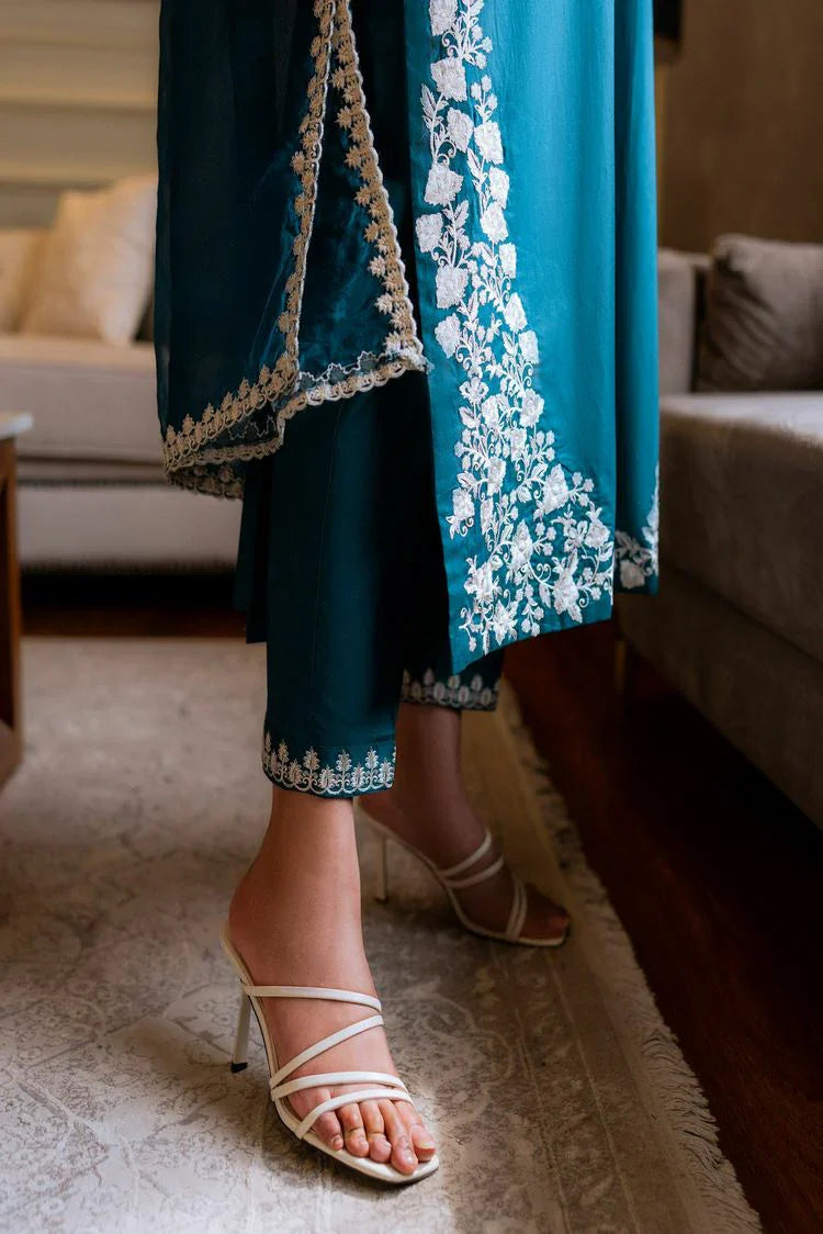 Picture of Summer '24 - Teal Embroidered Suit - Available at Raja Sahib