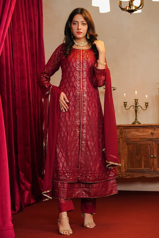 Alsiyaab - Adaa e Khaas - 3 Piece - Sana - Maroon