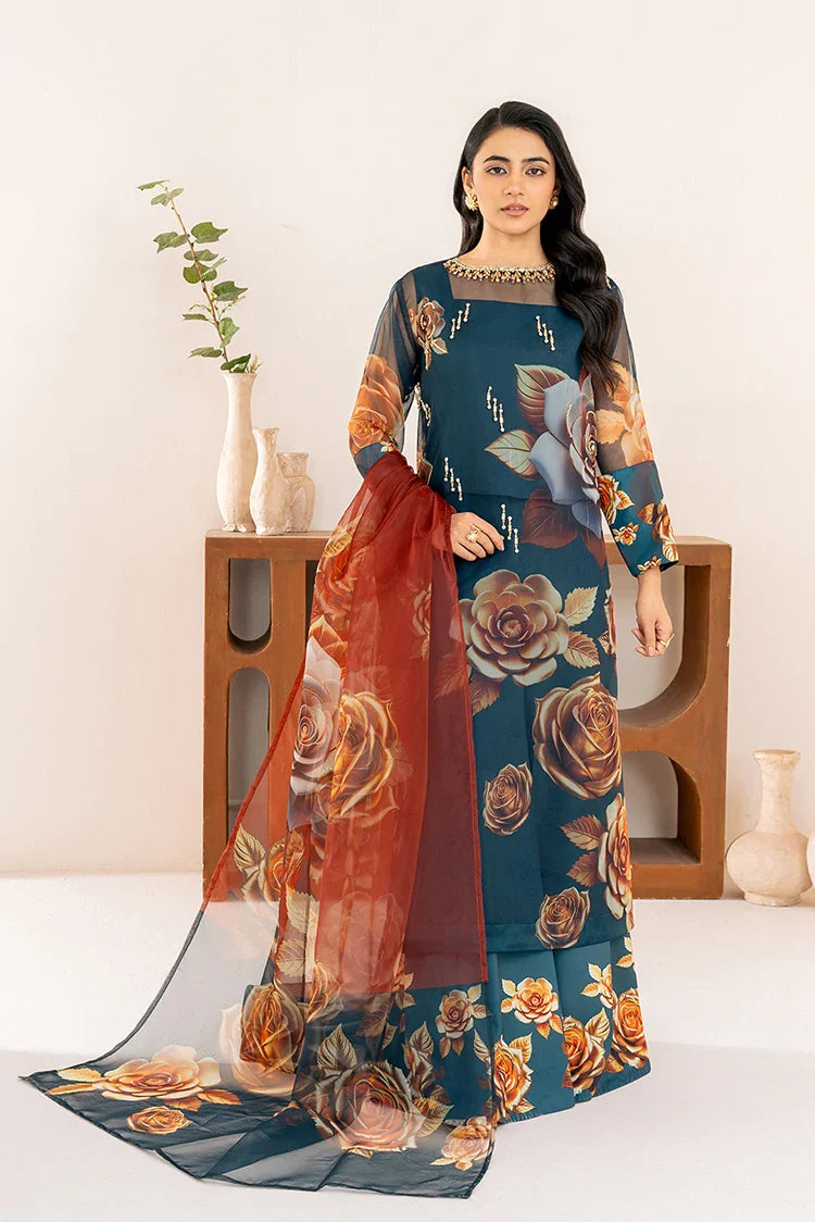 Picture of Stitch Vibes - Velora Collection - Azure Bloom - Available at Raja Sahib