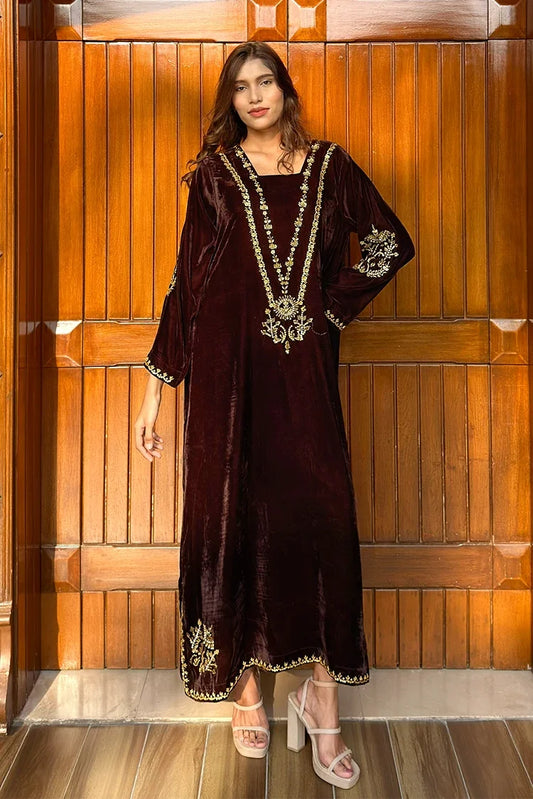 Ombrella - Velvet collection - Kaftan Chocolate Brown