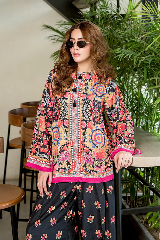 Picture of Black Suzani and Ethnic Fusion Blend Co-Ord Set - Available at Raja Sahib