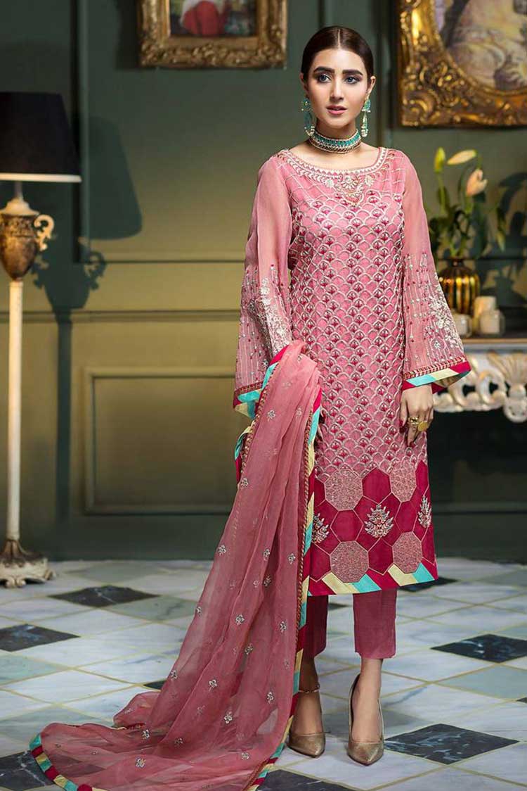 Picture of <!--bry-->Charizma - CHMW 20 Flamingo Eve Chimmer Embroidered Chiffon Collection Vol 3 - Available at Raja Sahib