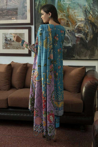 Jazmin - Design 03 Blue Oasis Iris Viscose Slub Khaddar Winter Collection