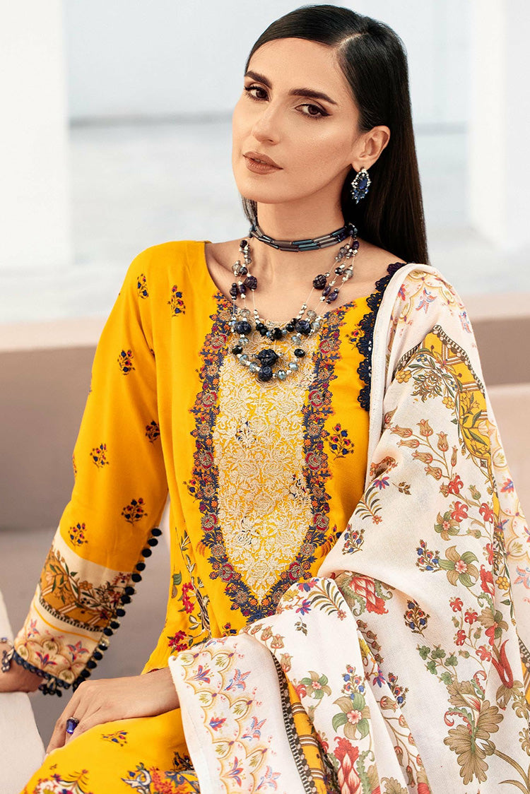 Picture of <!--biz-->Lala - LW 0026 Blossom Embroidered Slub Linen Collection - Available at Raja Sahib
