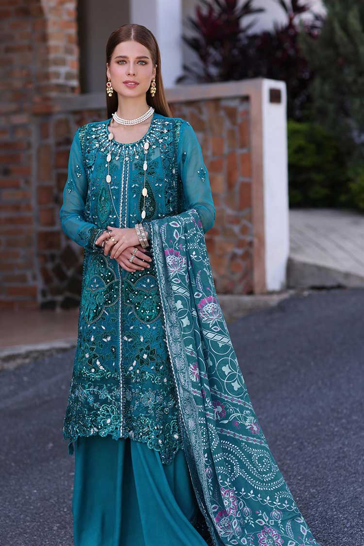 Picture of <!--afp-->Noor by Saadia Asad - D8 Zareen Noor Chiffon Handwork Schiffli And Laserkari Collection - Available at Raja Sahib
