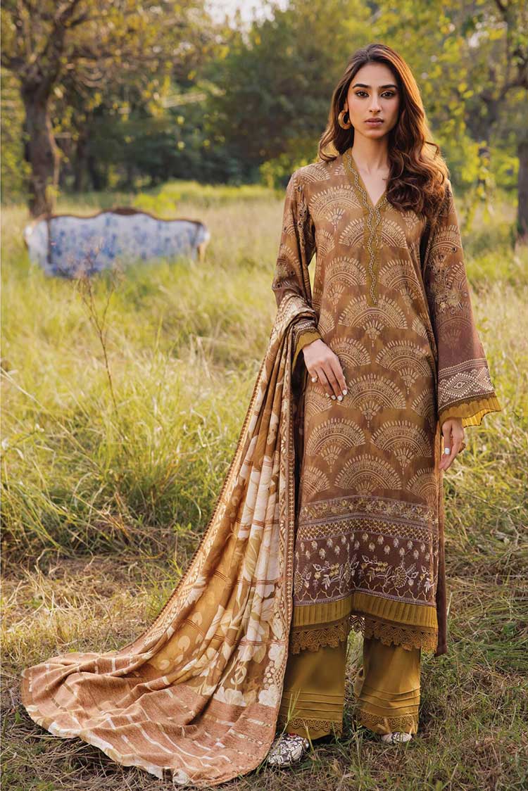 Picture of <!--sx-->Nureh - NSG 138 Gardenia Embroidered Printed Leather Peach Collection Vol 6 - Available at Raja Sahib