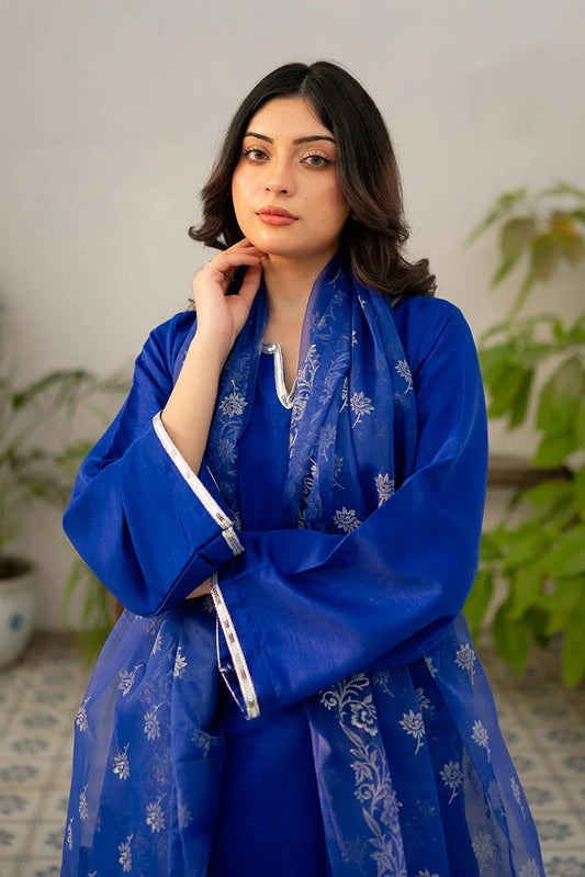 Zauk - Eid Edit - Farshi Shalwar Suit - Royal Blue