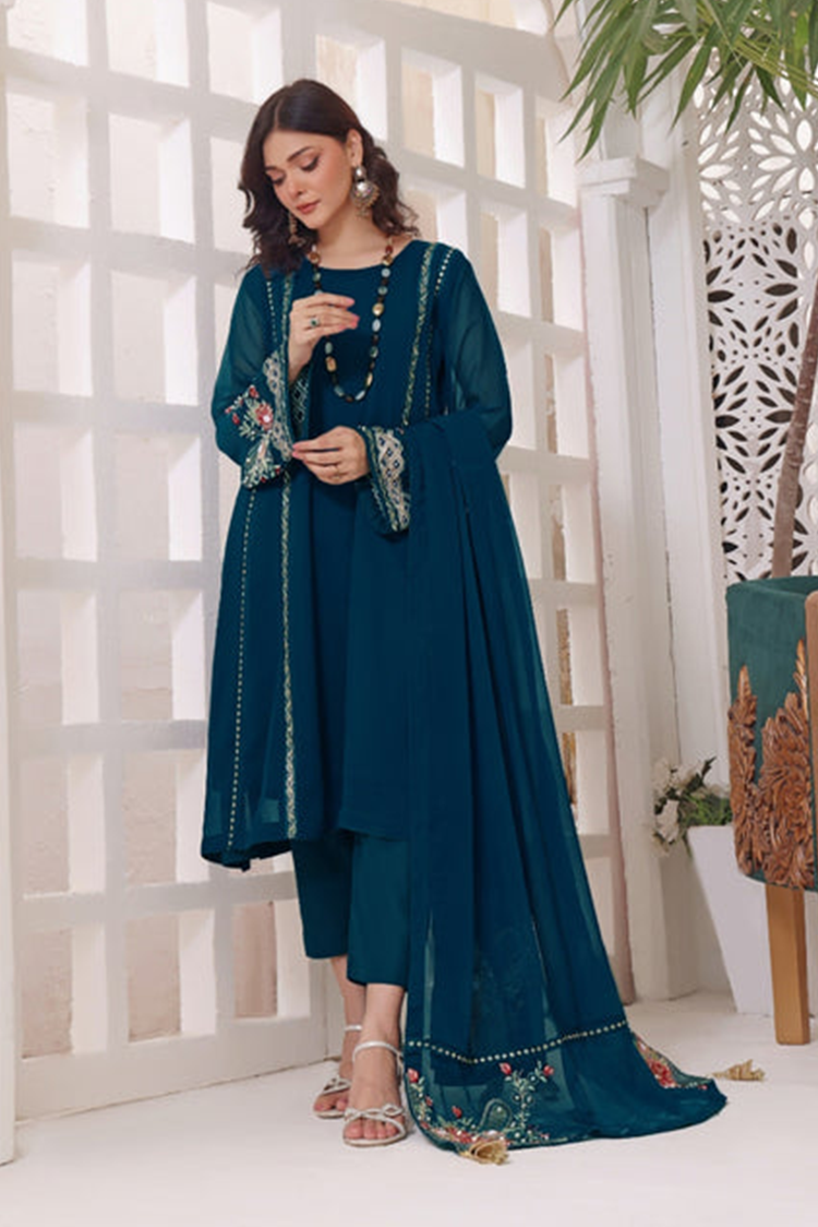 Picture of Abaan Zohan - Zeenia Collection - Peacock - Available at Raja Sahib