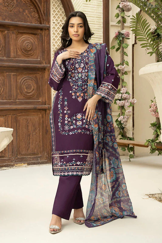 Ziara - Embroidered Lawn Suit - 3 Piece - SKU-10