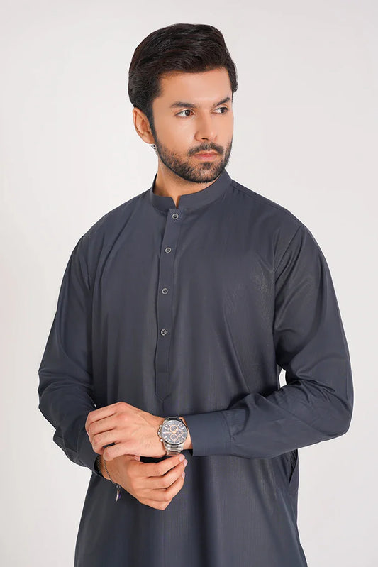 Midnight Blue Blended Suit for Men in Cuff Sleeves