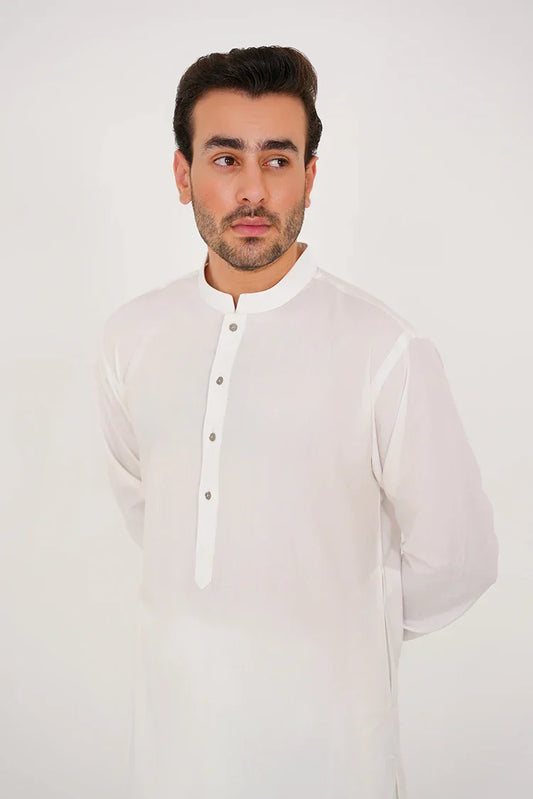 Off White Men's Suit Stitched Blended Fabric Design