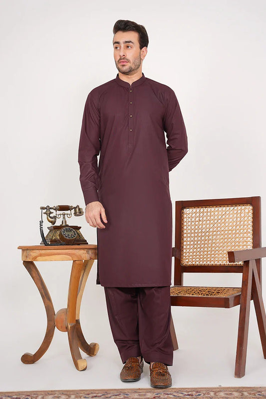 Shalwar Kameez Dress for Men With Buttoned Placket