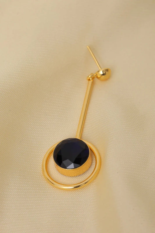 Zehnaz - Gold Plated Black Onyx Drop Earrings