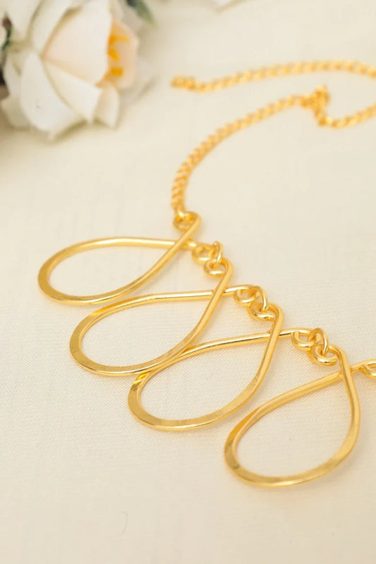 Zehnaz - Ainara Golden Neckpiece Gold-Plated Statement Drop Collar Necklace