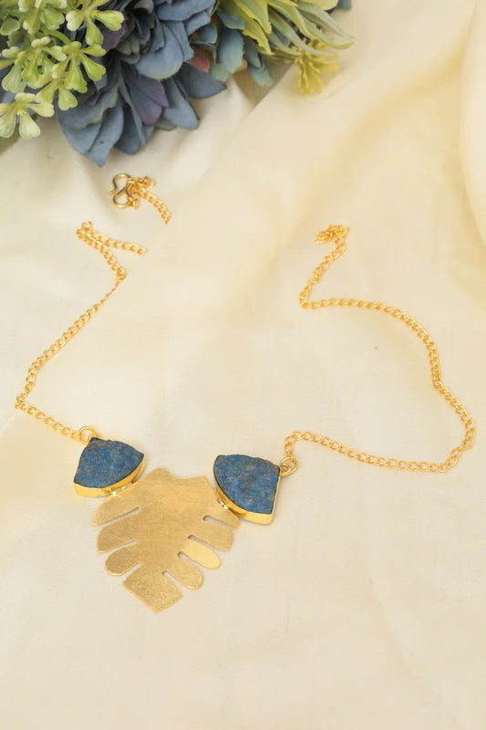 Zehnaz - Golden Leaf Necklace Gold-Plated Bohemian Statement Jewelry