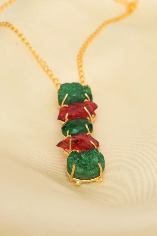 Zehnaz - Royal Gem Necklace Handmade Gold-Plated Statement Jewelry