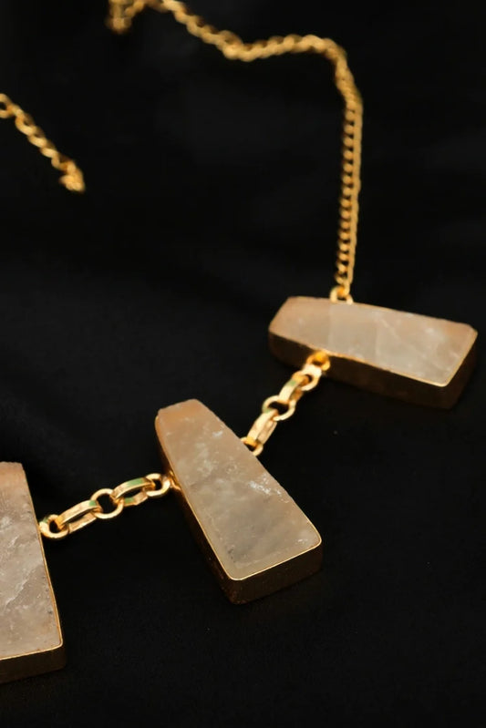 Zehnaz - Royal Quartz Necklace Gold-Plated Statement Jewelry