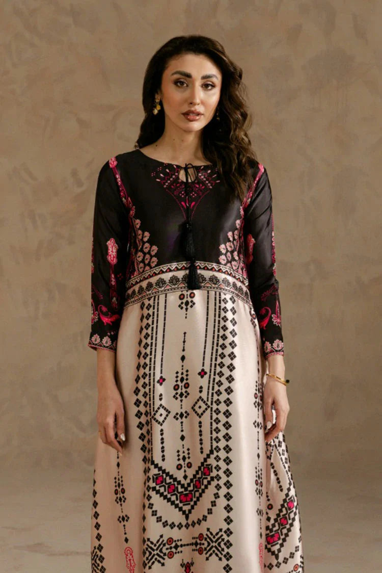 Picture of Zehnaz - Maxi Printed Charmeuse Dress - Zohreh - Available at Raja Sahib
