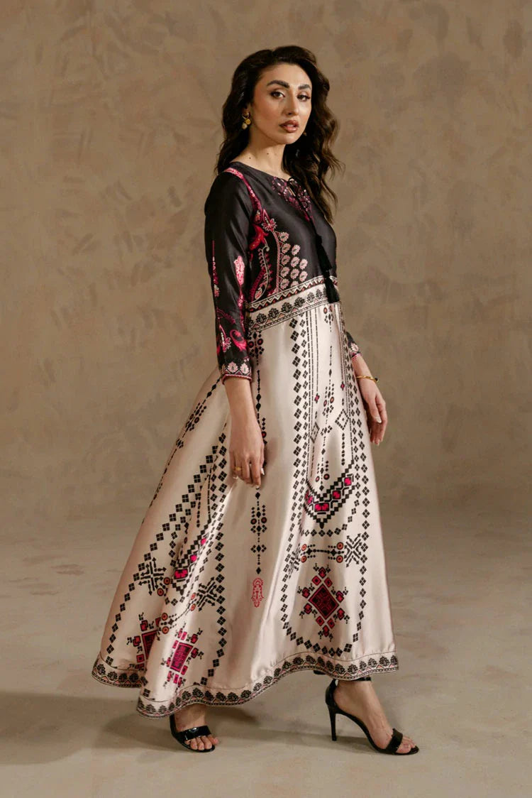 Picture of Zehnaz - Maxi Printed Charmeuse Dress - Zohreh - Available at Raja Sahib
