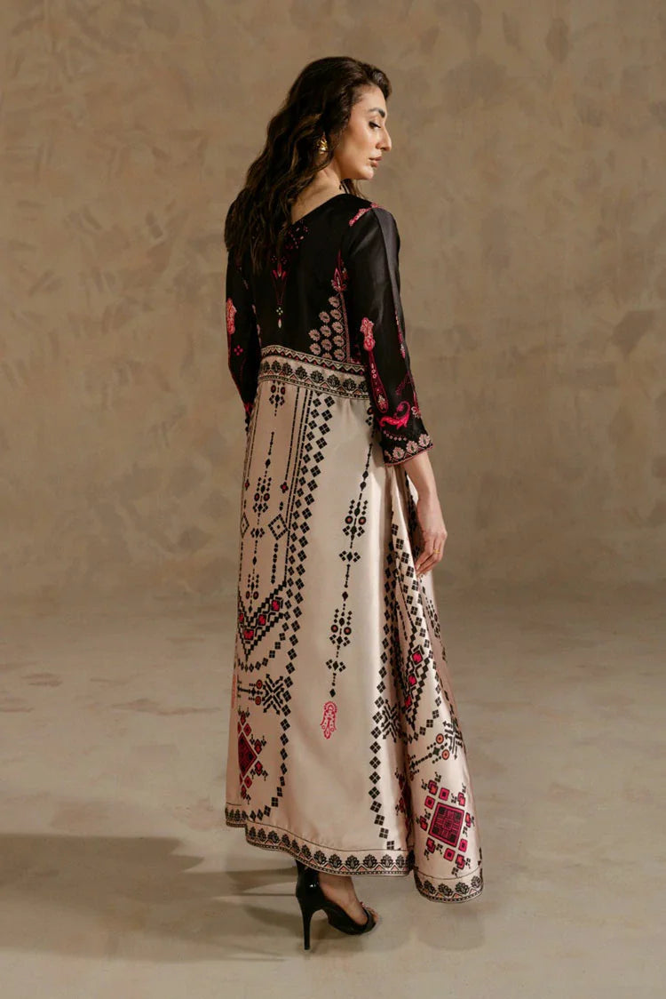 Picture of Zehnaz - Maxi Printed Charmeuse Dress - Zohreh - Available at Raja Sahib