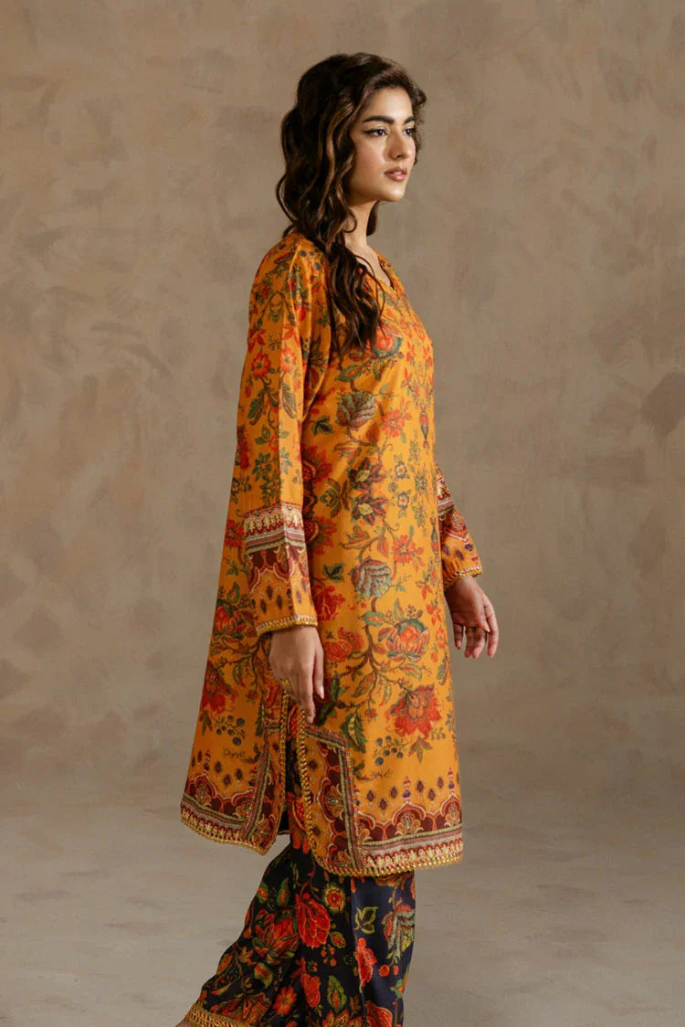 Picture of Zehnaz - Printed Dobby Co-Ord Set - Ruby - Available at Raja Sahib