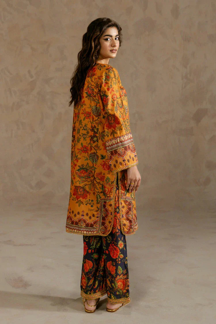 Picture of Zehnaz - Printed Dobby Co-Ord Set - Ruby - Available at Raja Sahib