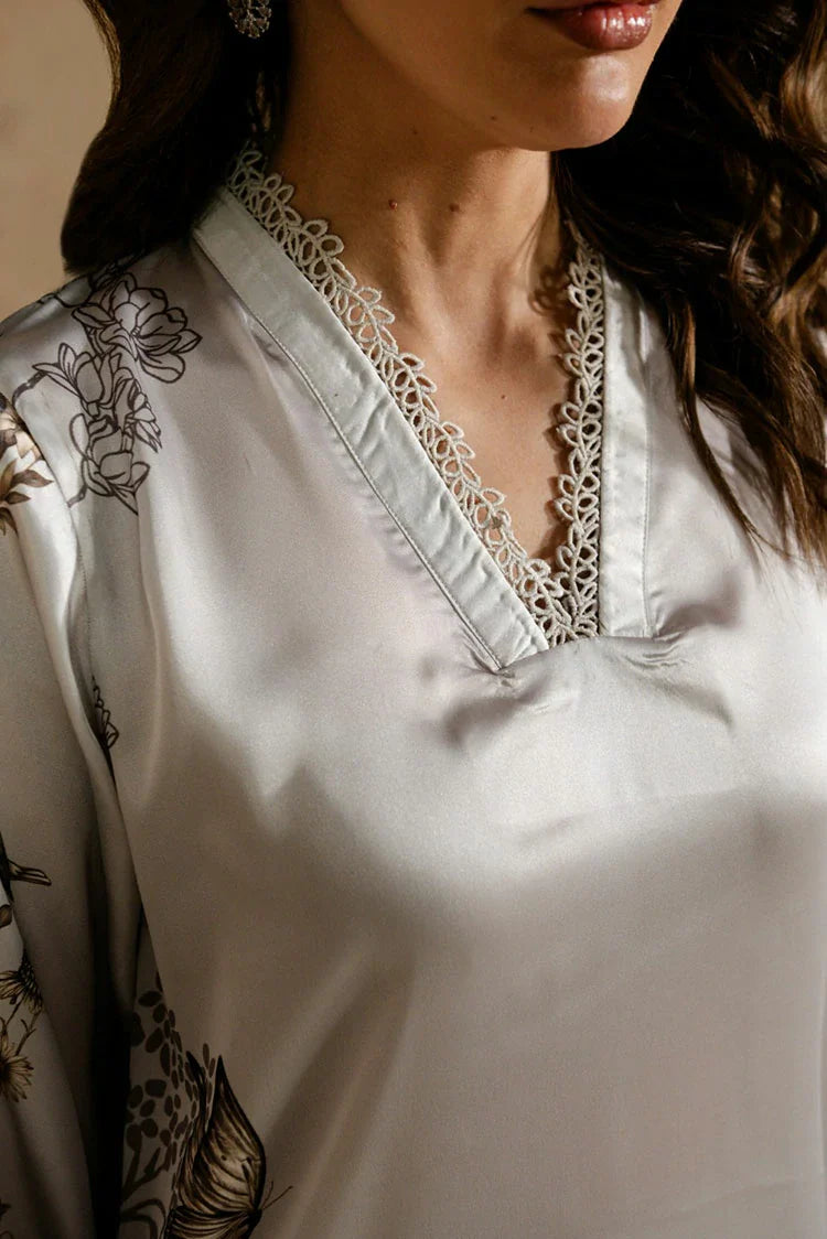 Picture of Zehnaz - Printed Charmeuse Silk Co-Ord Set - Stella - Available at Raja Sahib