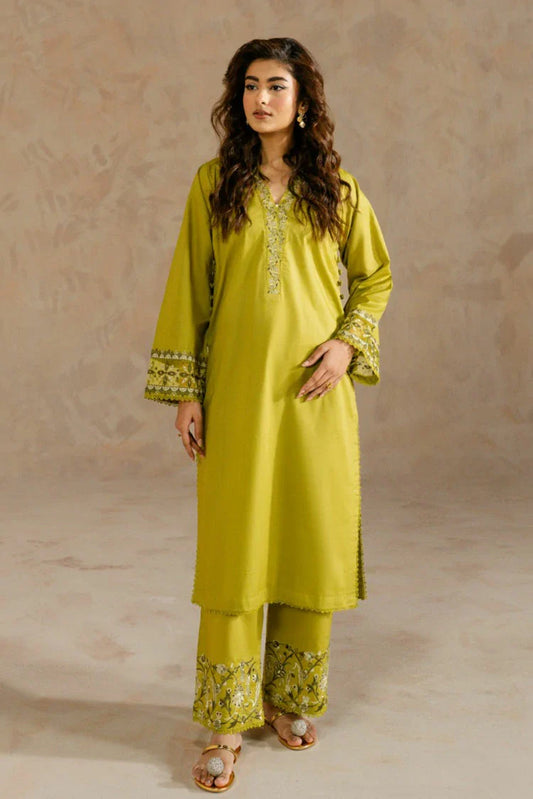 Picture of Zehnaz - Embroidered Cambric Set With Keyhole Sleeves - Zimal - Available at Raja Sahib