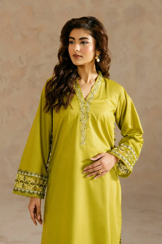 Picture of Zehnaz - Embroidered Cambric Set With Keyhole Sleeves - Zimal - Available at Raja Sahib