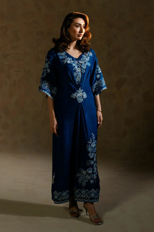 Picture of Zehnaz - Handworked Russian Silk Kaftan Set - Elara - Available at Raja Sahib