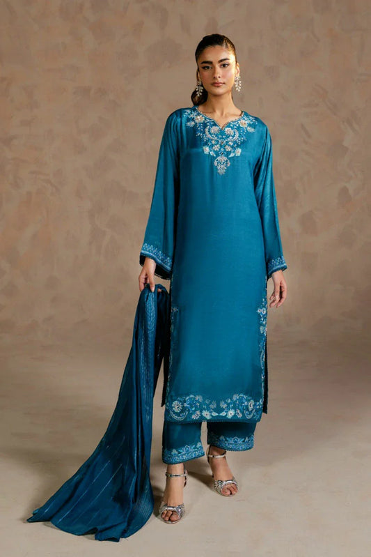 Picture of Zehnaz - Embroidered Raw Silk Set - Sarene - Available at Raja Sahib