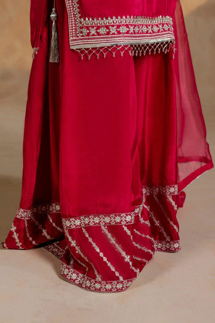 Picture of Zehnaz - Embroidered Russian Silk Sharara Set - Gulnaar - Available at Raja Sahib