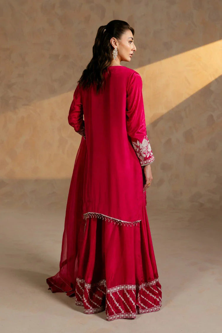 Picture of Zehnaz - Embroidered Russian Silk Sharara Set - Gulnaar - Available at Raja Sahib