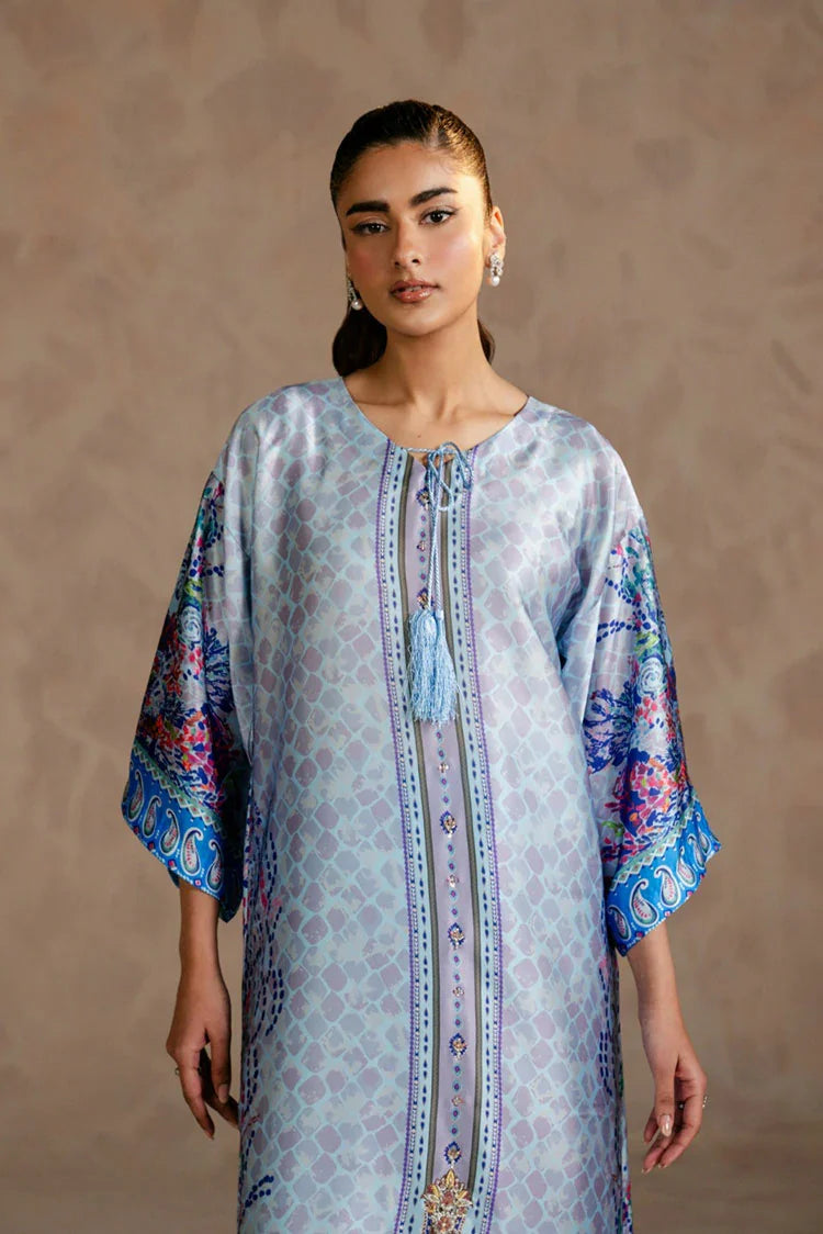 Picture of Zehnaz - Charmeuse Kaftan Set With Zardozi - Sahare - Available at Raja Sahib