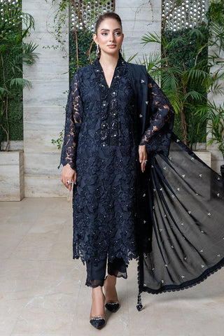 Picture of Zaib un Nisa - Luxe Pret Collection - Qureshia Black Embroidery Cut Work Shirt - Available at Raja Sahib