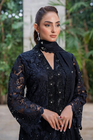 Picture of Zaib un Nisa - Luxe Pret Collection - Qureshia Black Embroidery Cut Work Shirt - Available at Raja Sahib