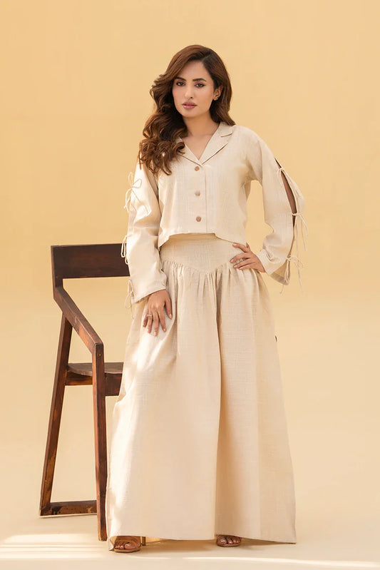 Zarlay - Khaddar Co-ord Set - Off White