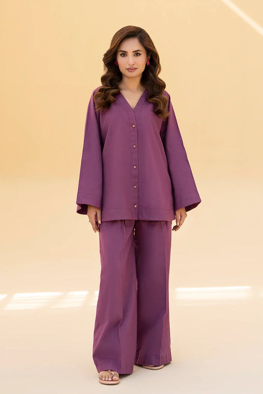 Zarlay - Khaddar Co-ord Set - Purple