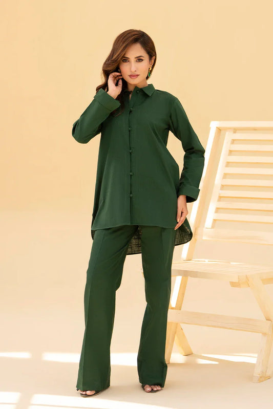Zarlay - Khaddar Co-ord Set - Green