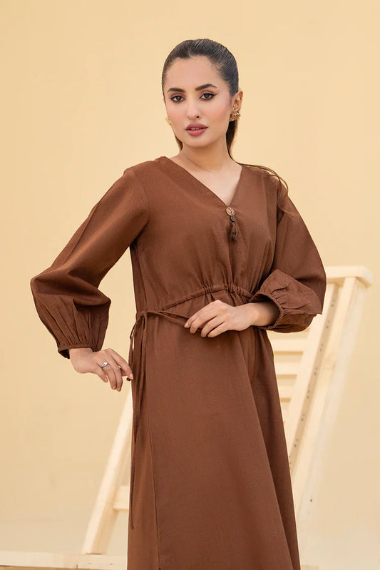 Zarlay - Khaddar Co-ord Set - Chocolate Brown