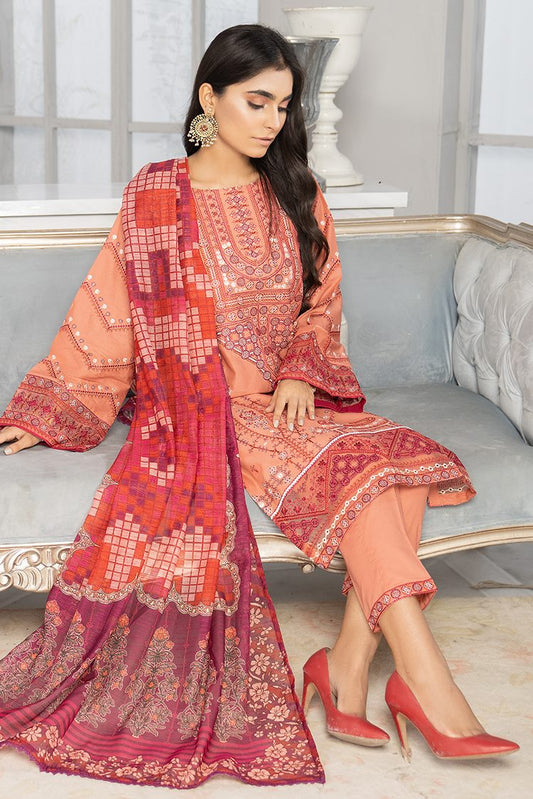 Ellena - 3-PC Stitched Cambric Cotton Suit