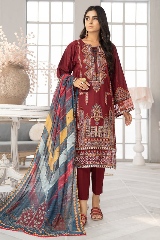 Ellena - 3-PC Stitched Cambric Cotton Suit