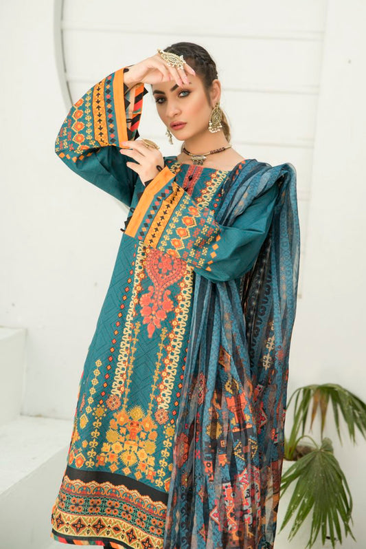 Ellena - 3-PC Stitched Lawn Suit