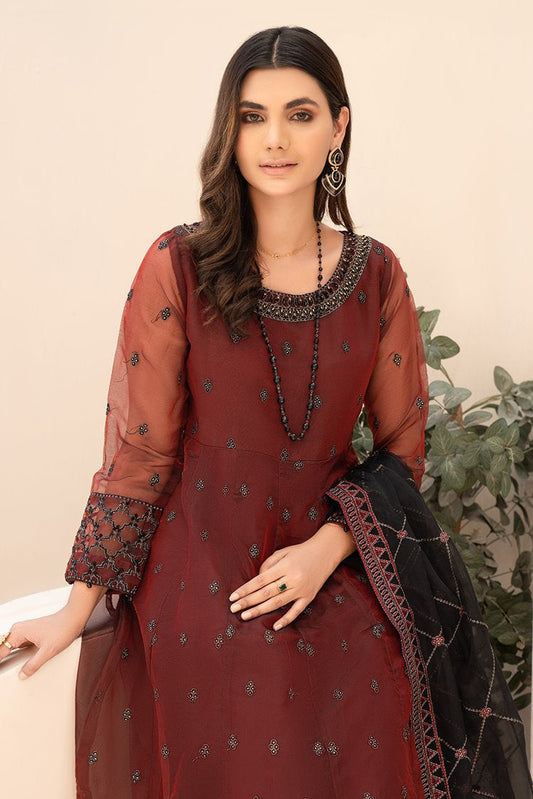 Ellena - 3-PC Stitched Organza Suit